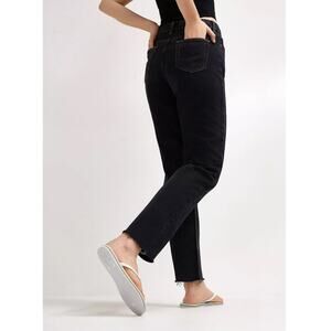 NWT BDG 28W 32L Pax Black Straight Leg Jeans Frayed Edges Brand New